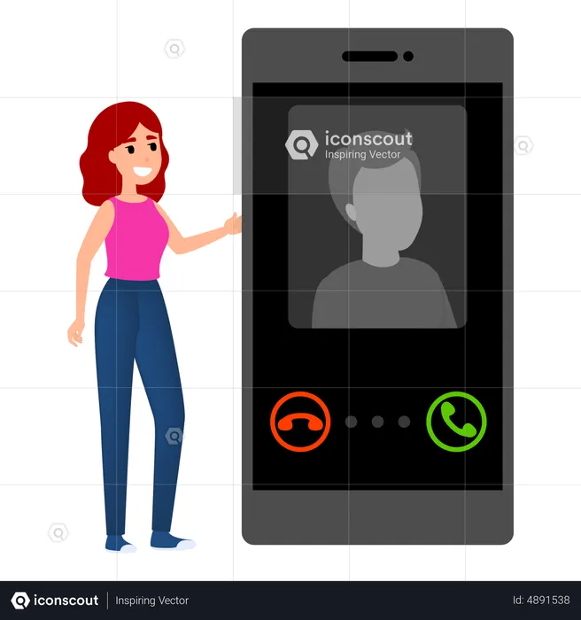Chamada recebida de pessoa no celular  Ilustração