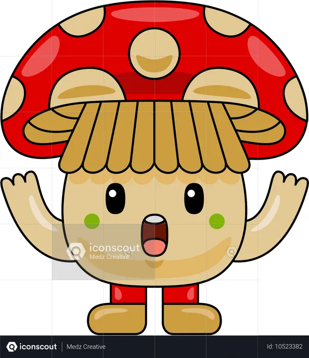 Mascotte de champignon avec les bras grands ouverts  Illustration