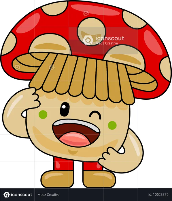 Mascotte de champignon en train de rire  Illustration