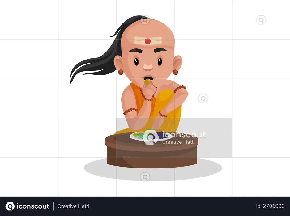 Chanakya eating fruits  Illustration