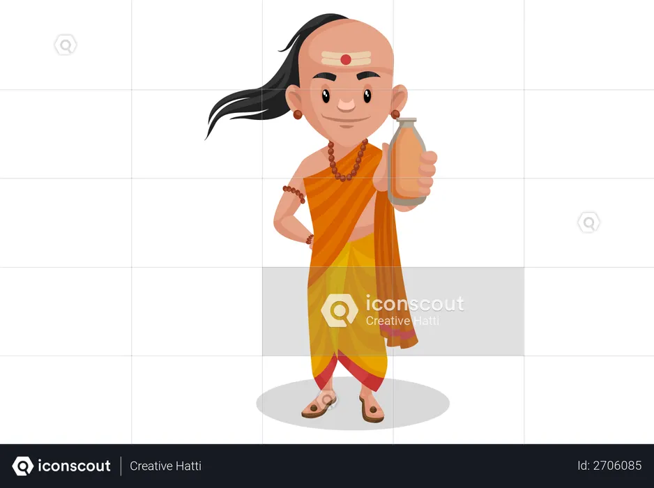 Chanakya holding bottle  Illustration