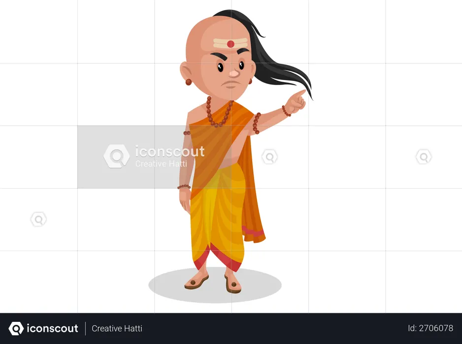 Chanakya pointing finger  Illustration