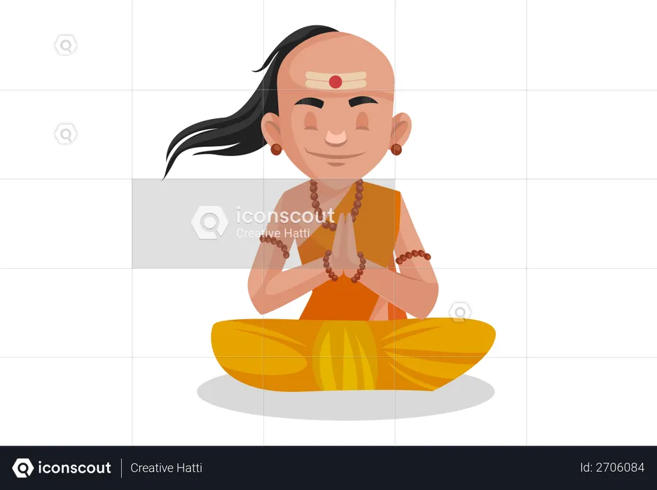 Chanakya praying to god  Illustration