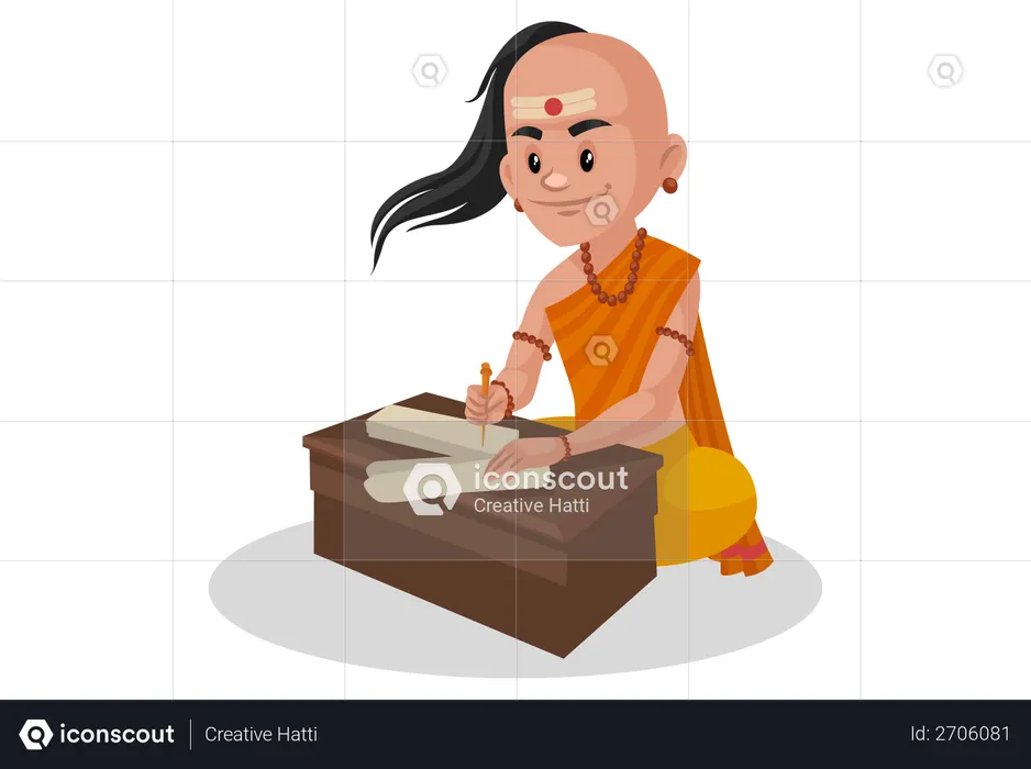 Chanakya writing letter  Illustration