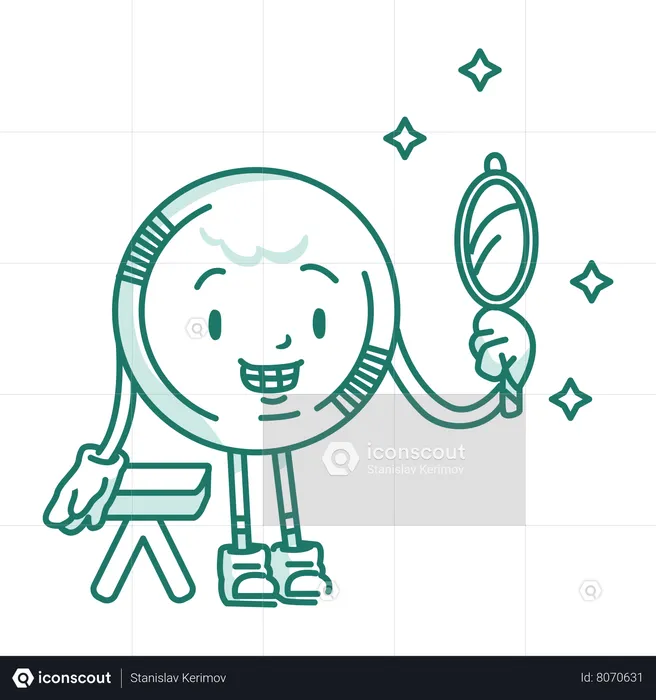 Character Coin Looking In Mirror  Illustration