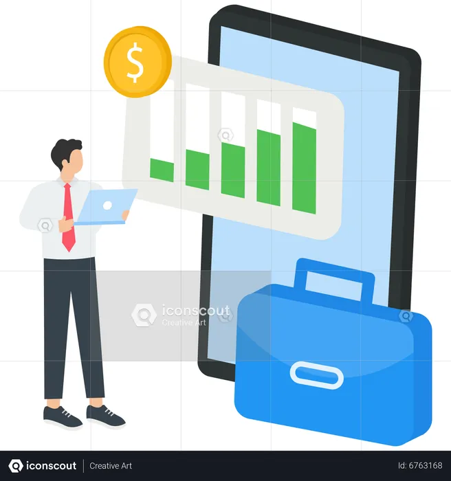 Characters managing and analyzing stock market portfolio report  Illustration
