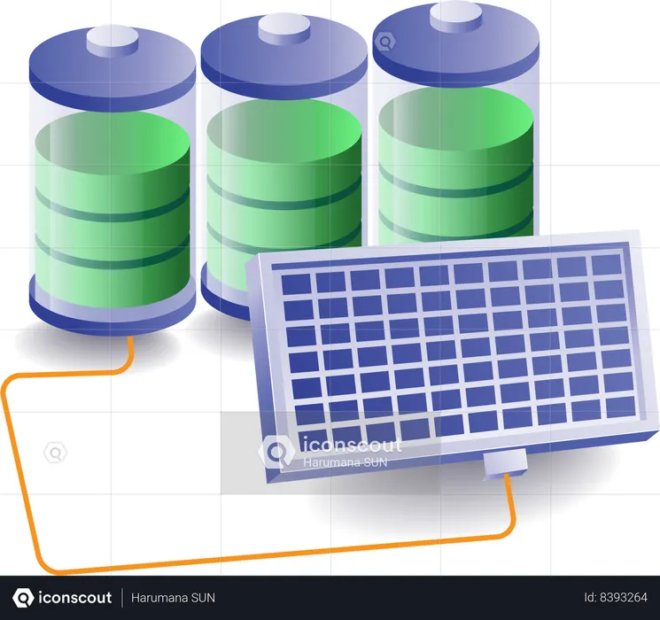 Charging batteries from solar energy  Illustration