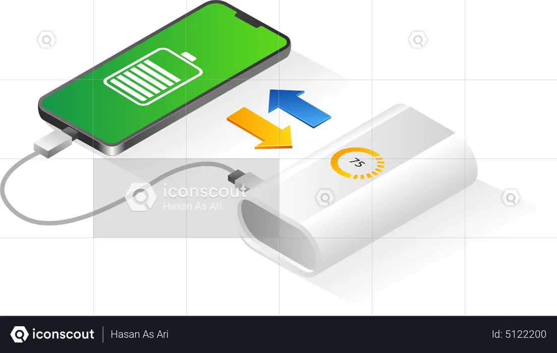 Charging smartphone from power bank  Illustration