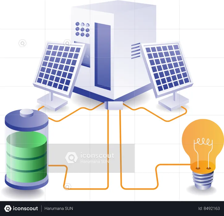 Charging solar panel with battery  Illustration