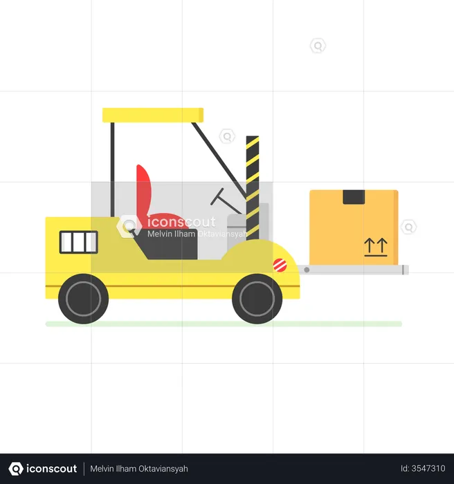 Chariot élévateur soulevant des marchandises  Illustration