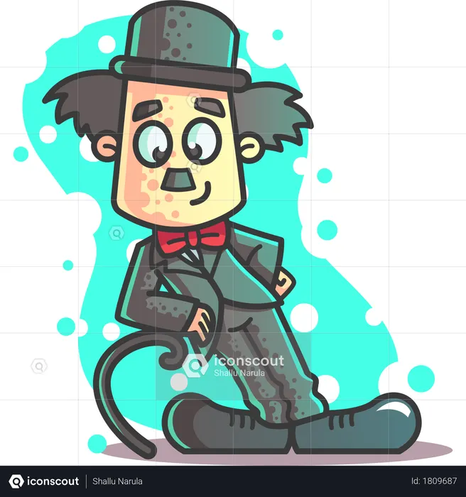 Charlie Chaplin with hook step  Illustration