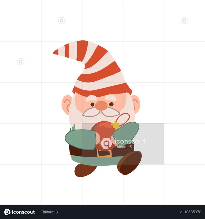 Charmant gnome de Noël de dessin animé  Illustration