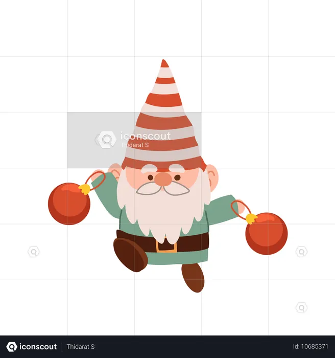 Charmant gnome de Noël de dessin animé  Illustration