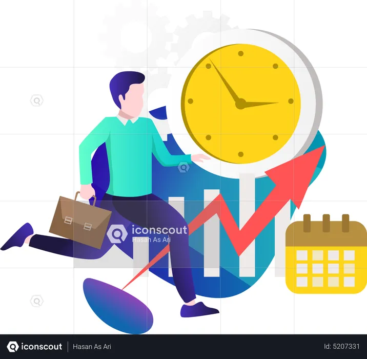 Chasing time to work  Illustration