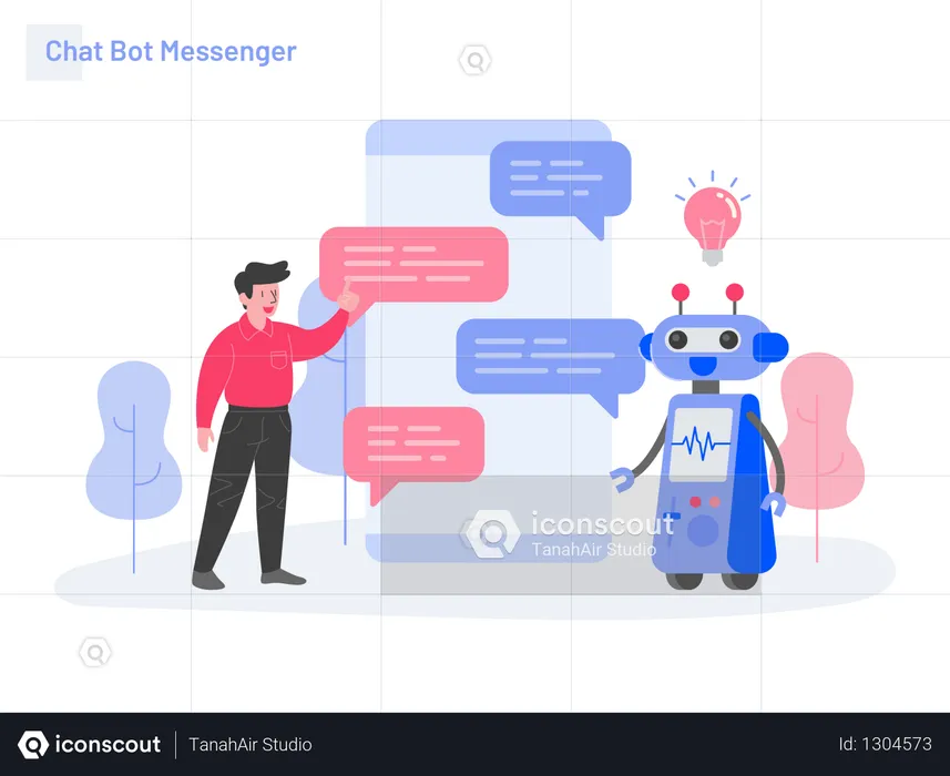 Conceito de ilustração do Chat Bot Messenger  Ilustração