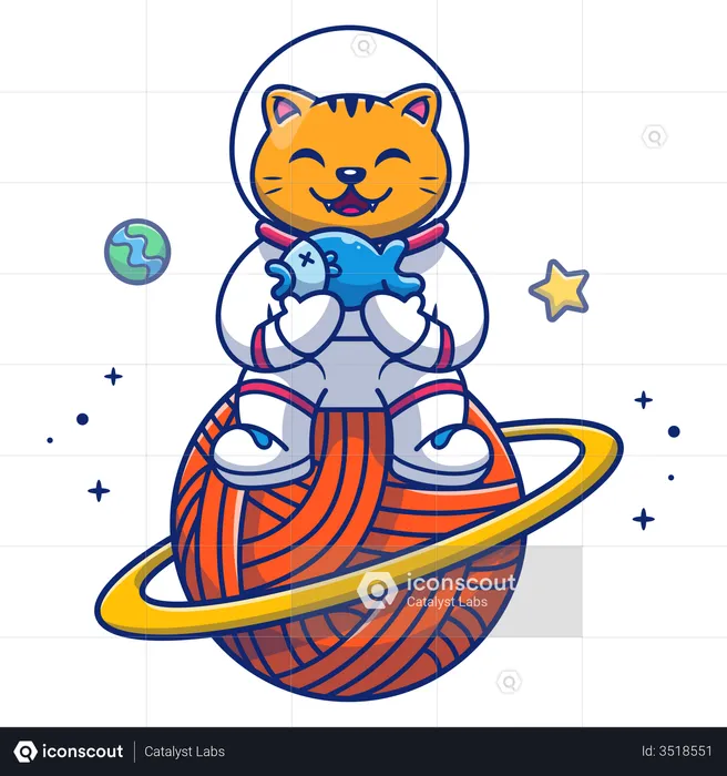 Chat en combinaison spatiale  Illustration