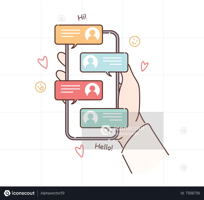 Bate-papo nas redes sociais  Ilustração