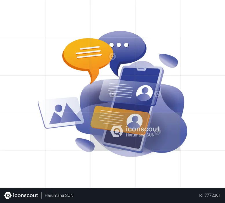 Chat with a mobile application  Illustration