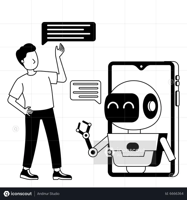 Chat with Artificial Intelligence or Robot  Illustration