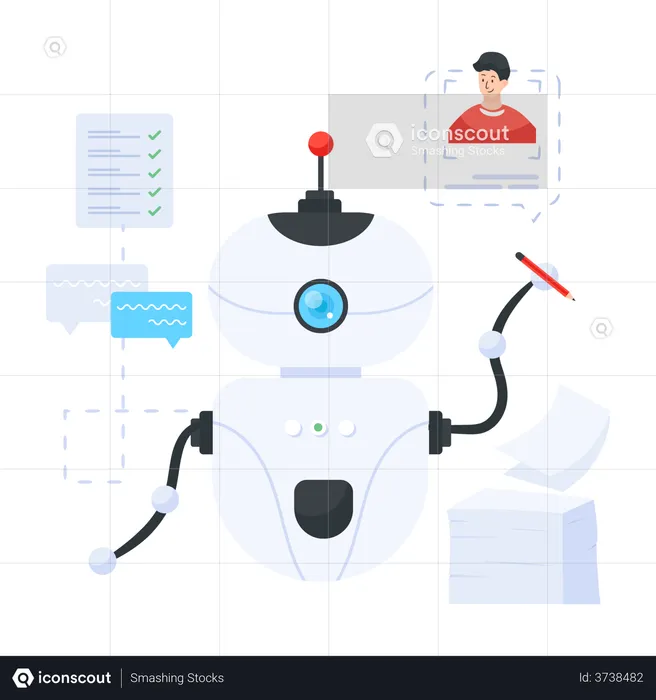 Chatbot effectuant des tâches automatisées  Illustration