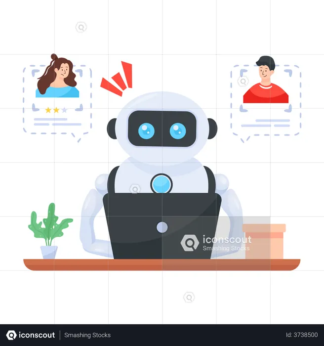 Chatbot client en service  Illustration