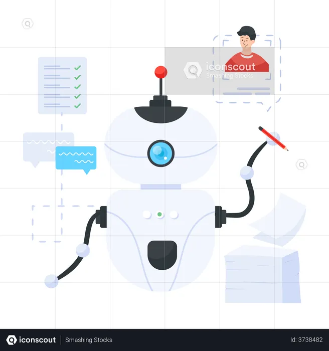 Chatbot completing automated tasks  Illustration