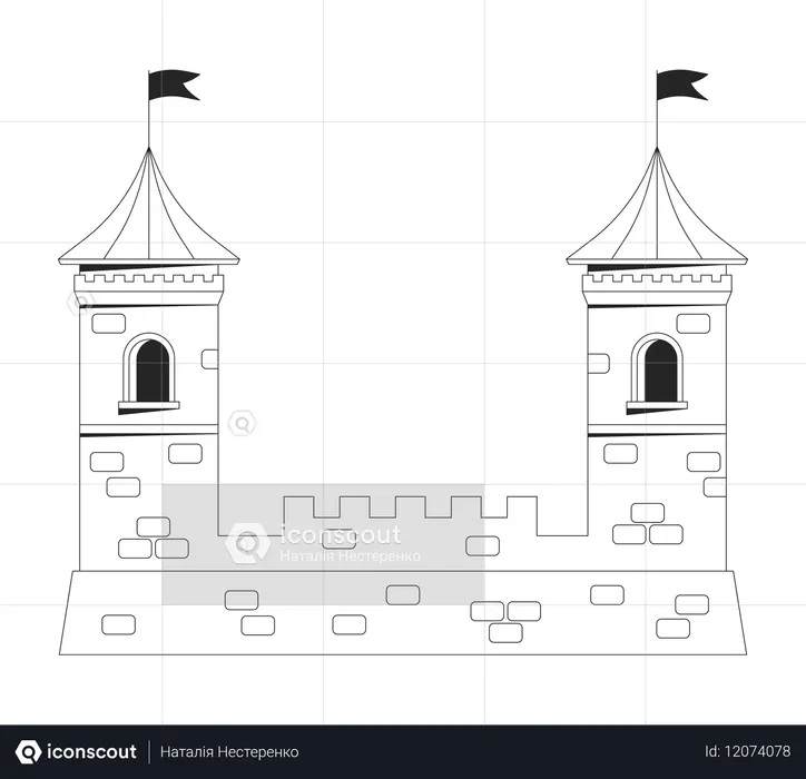 Château forteresse avec deux tours  Illustration