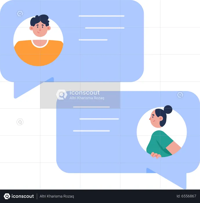 Chatting room with man and woman friend  Illustration