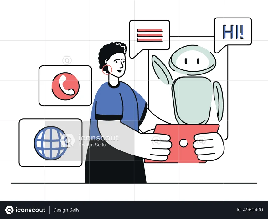 Chatting with virtual assistant  Illustration
