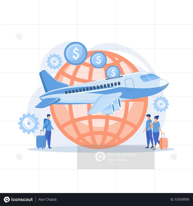 Cheap tickets for air transportation  Illustration