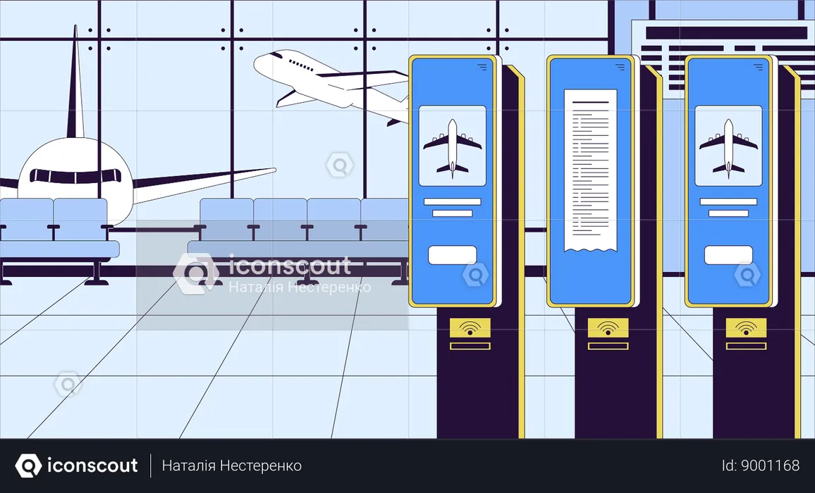 Check in airport terminal plane  Illustration