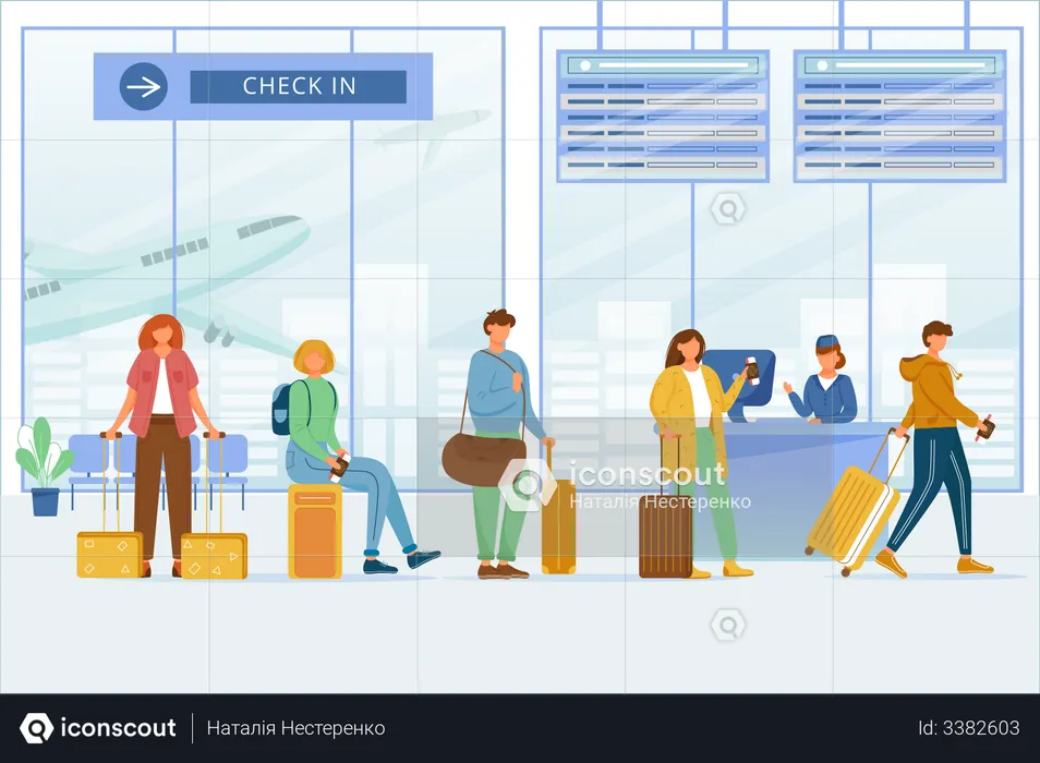 Check in airport zone  Illustration