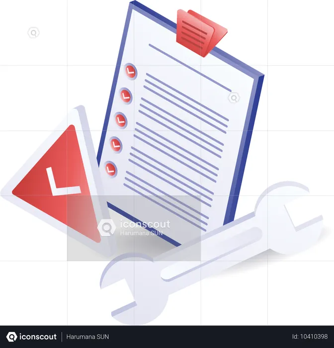 Check repair analysis on clipboard  Illustration