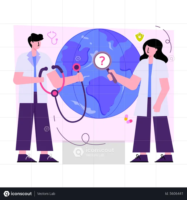 Exame médico internacional  Ilustração
