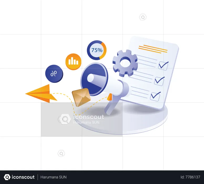 Campanha de marketing digital de tecnologia de lista de verificação  Ilustração