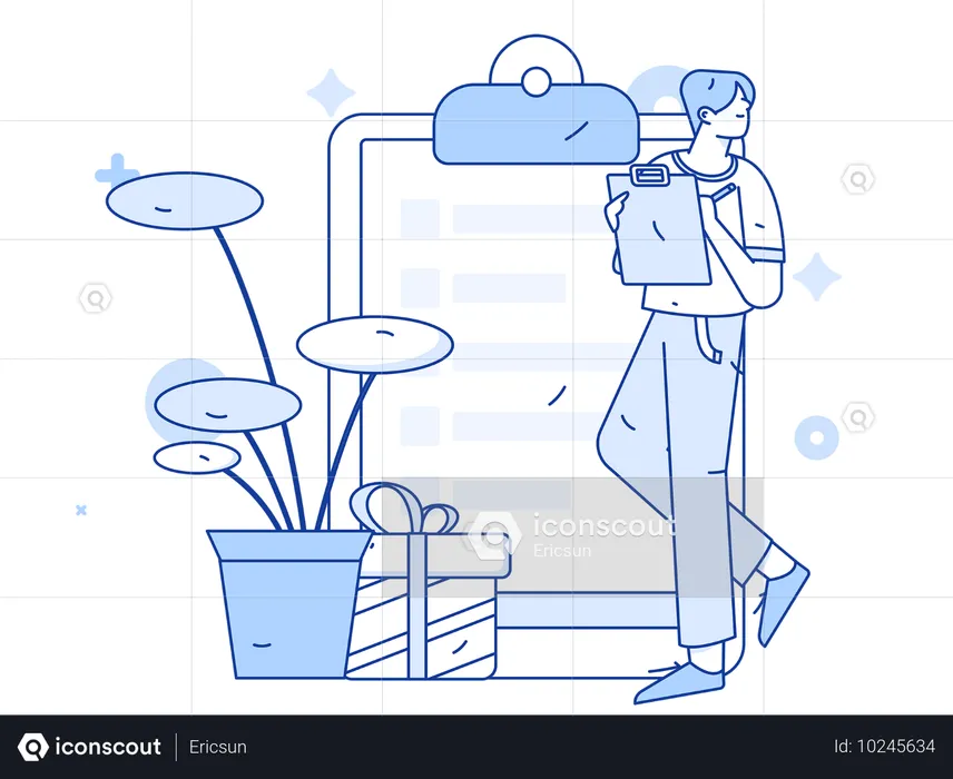 Geschäftsmann erstellt Checkliste  Illustration