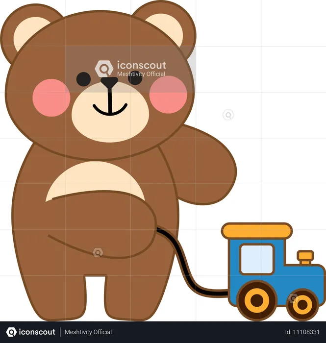 Cheerful Bear playing toy  Illustration