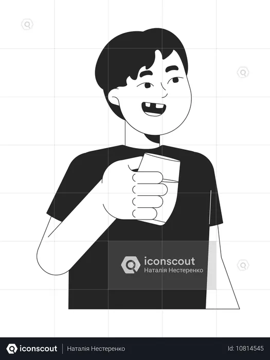 Cheerful boy holding juice glass  Illustration