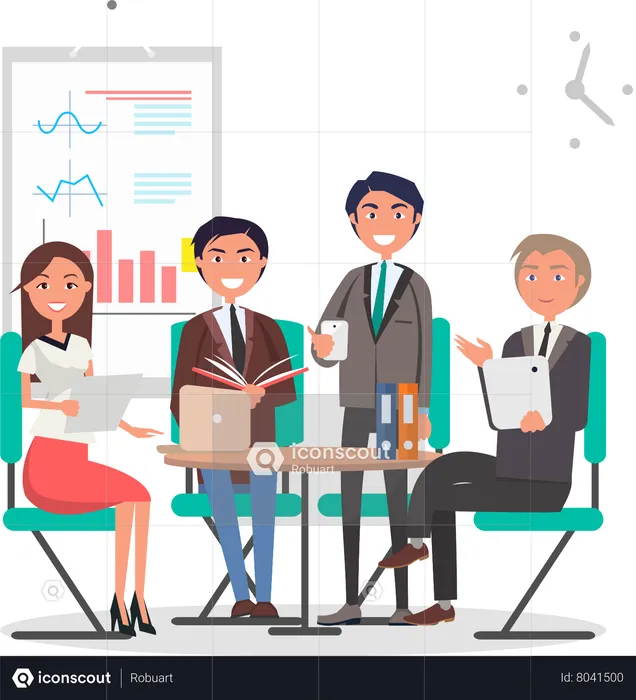 Cheerful Business people doing business meeting  Illustration