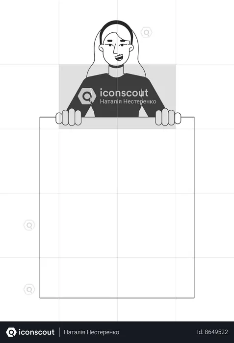 Cheerful caucasian demonstrator  Illustration