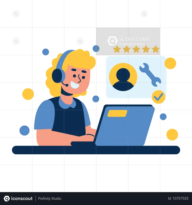 Cheerful Customer Service Representative  Illustration