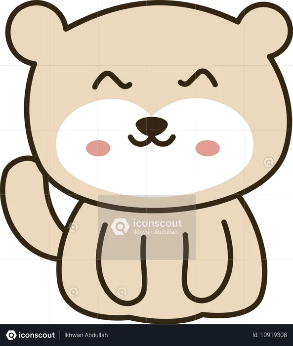 Cheerful Cute Teddy Bear Animal Mascot Character  Illustration