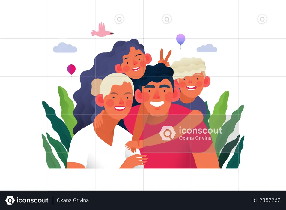 Cheerful Family  Illustration