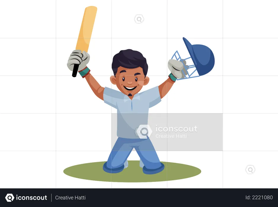 Cheerful Indian cricket player  Illustration