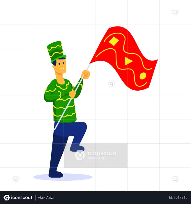 Cheerful man celebrating on carnival parade  Illustration