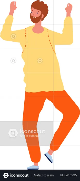 Cheerful man dancing at party  Illustration