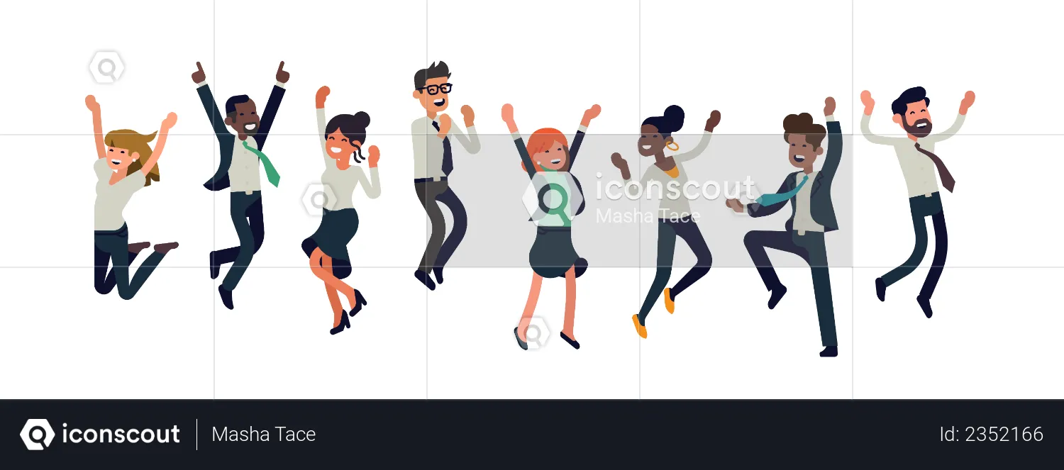 Cheerful multiracial business people celebrating together  Illustration