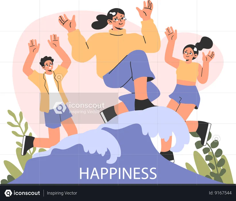 Cheerful people on same wavelength  Illustration
