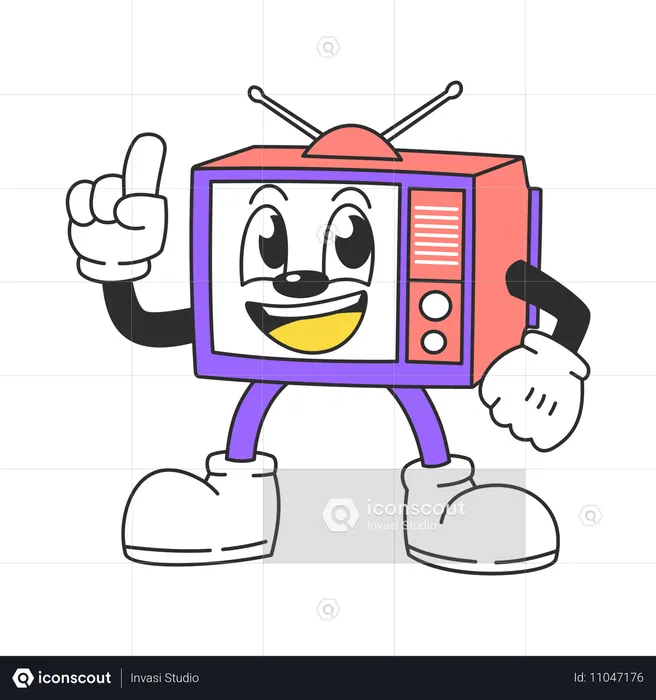Cheerful Retro Television  Illustration