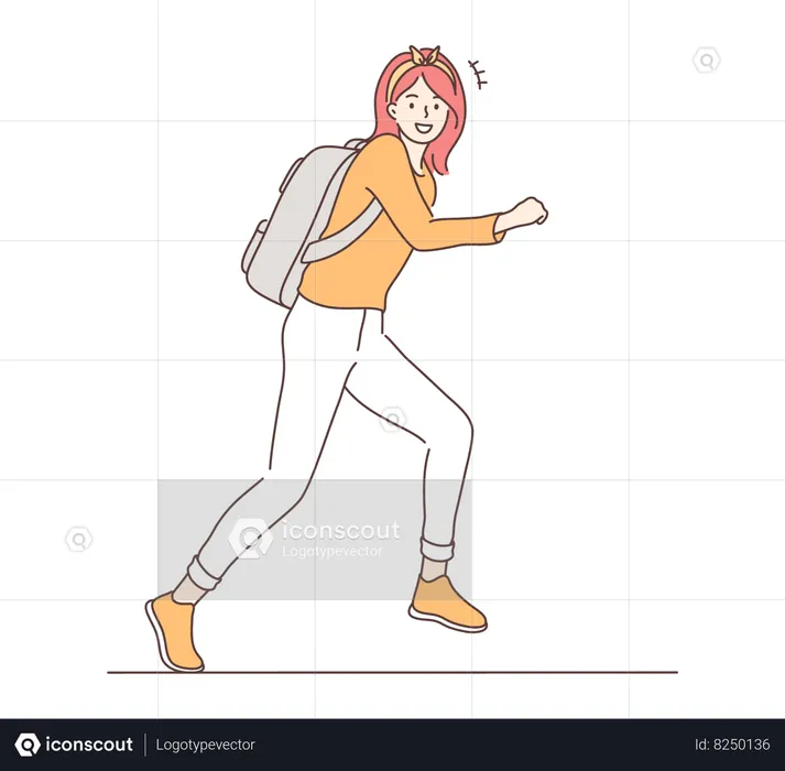Cheerful schoolgirl  Illustration
